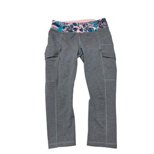 Ivivva by Lululemon Girls Gray Cargo Capri Leggings Athletic Pants Size 10 Sport